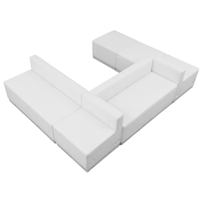 Flash Furniture Zb-803-510-set-wh-gg Hercules Alon Series White Leather Reception Configuration, 6 Pieces