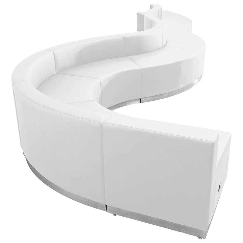 Flash Furniture Zb-803-560-set-wh-gg Hercules Alon Series White Leather Reception Configuration, 9 Pieces