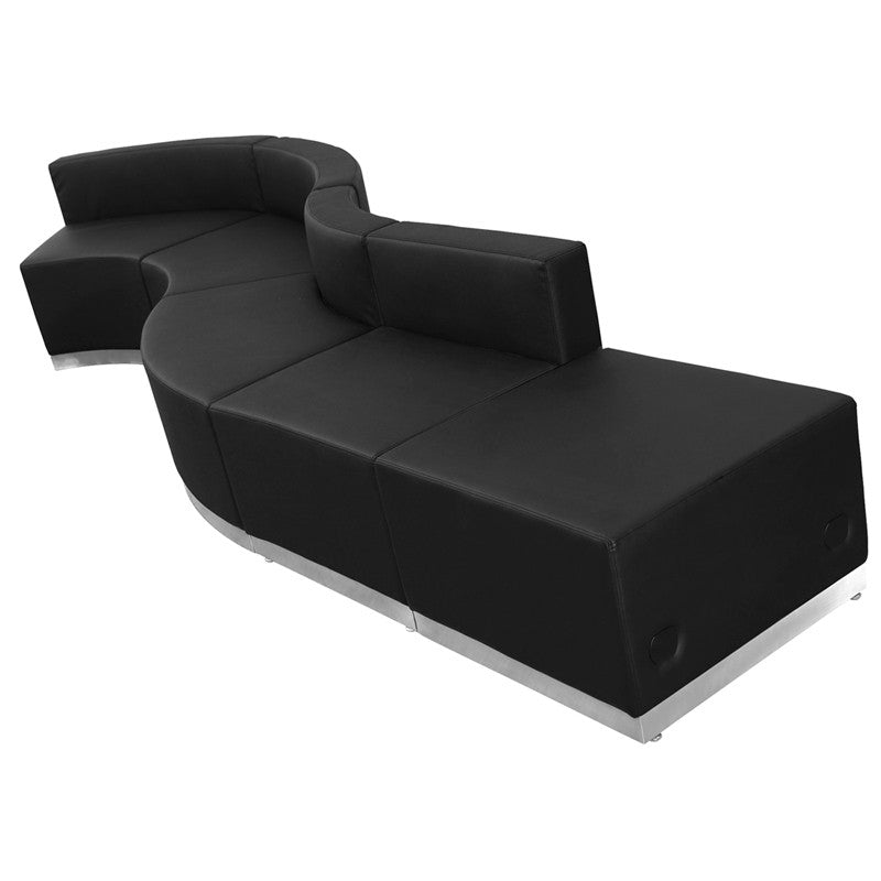 Flash Furniture Zb-803-590-set-bk-gg Hercules Alon Series Black Leather Reception Configuration, 5 Pieces