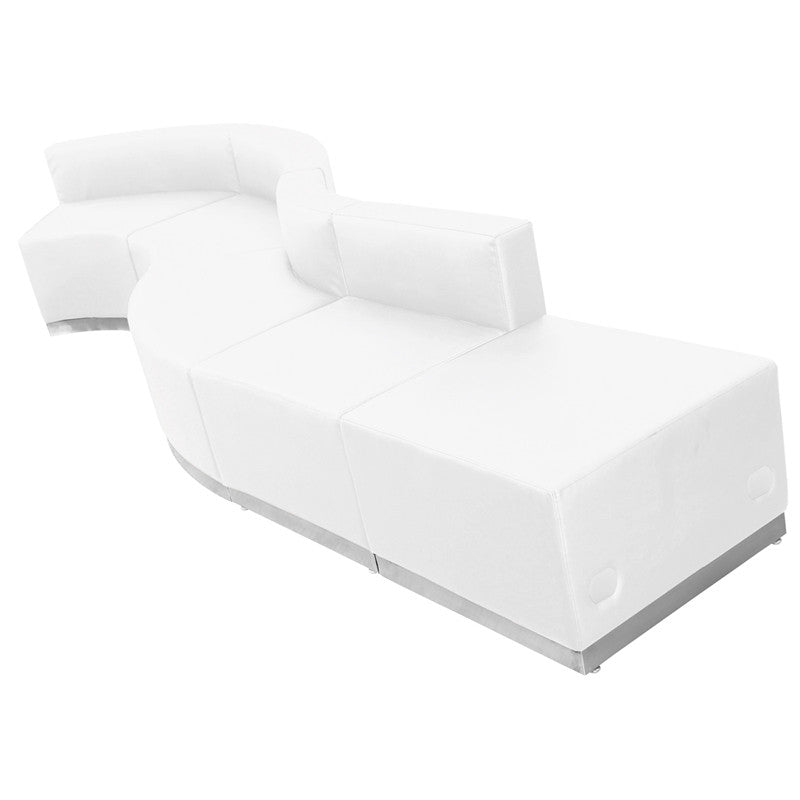 Flash Furniture Zb-803-590-set-wh-gg Hercules Alon Series White Leather Reception Configuration, 5 Pieces