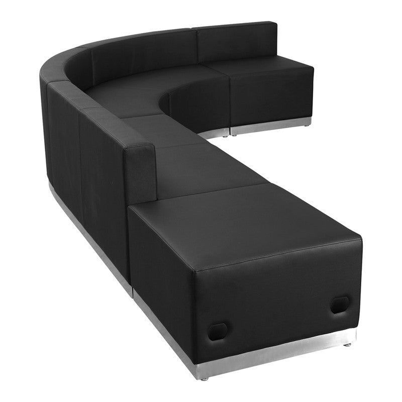 Flash Furniture Zb-803-610-set-bk-gg Hercules Alon Series Black Leather Reception Configuration, 5 Pieces