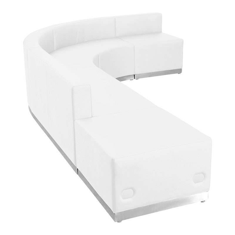 Flash Furniture Zb-803-610-set-wh-gg Hercules Alon Series White Leather Reception Configuration, 5 Pieces