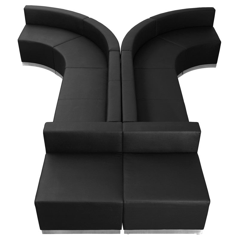 Flash Furniture Zb-803-620-set-bk-gg Hercules Alon Series Black Leather Reception Configuration, 8 Pieces