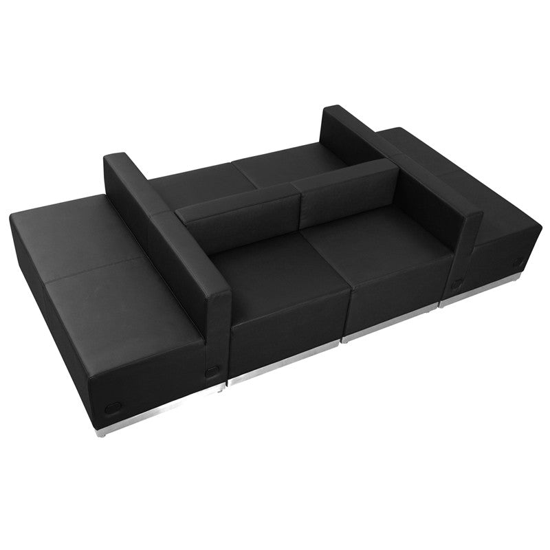 Flash Furniture Zb-803-650-set-bk-gg Hercules Alon Series Black Leather Reception Configuration, 6 Pieces