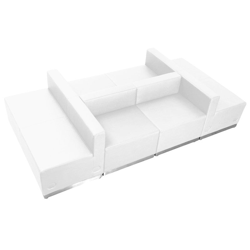 Flash Furniture Zb-803-650-set-wh-gg Hercules Alon Series White Leather Reception Configuration, 6 Pieces