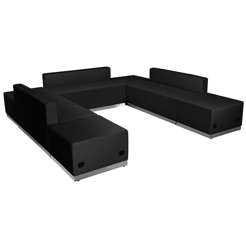 Flash Furniture Zb-803-660-set-bk-gg Hercules Alon Series Black Leather Reception Configuration, 7 Pieces