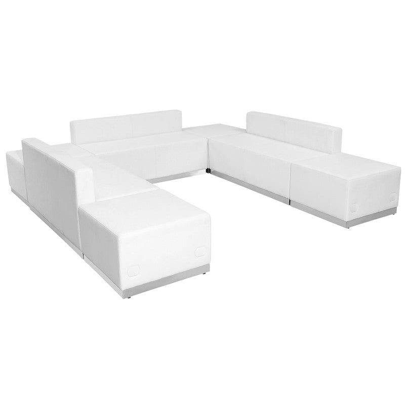 Flash Furniture Zb-803-660-set-wh-gg Hercules Alon Series White Leather Reception Configuration, 7 Pieces