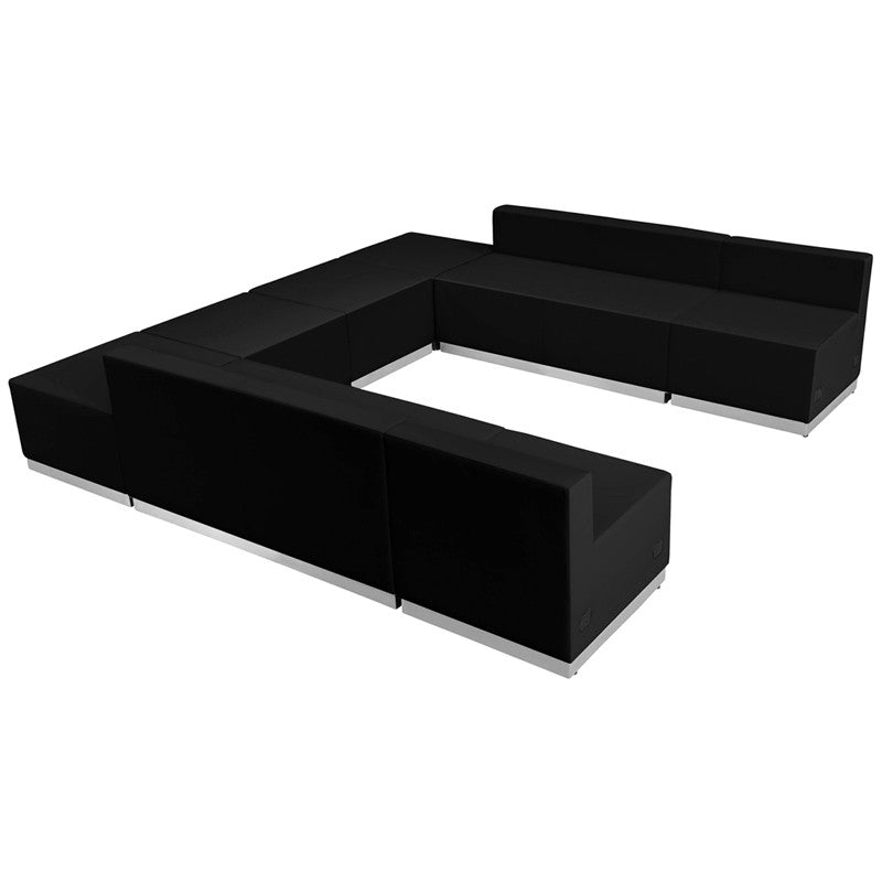 Flash Furniture Zb-803-710-set-bk-gg Hercules Alon Series Black Leather Reception Configuration, 8 Pieces
