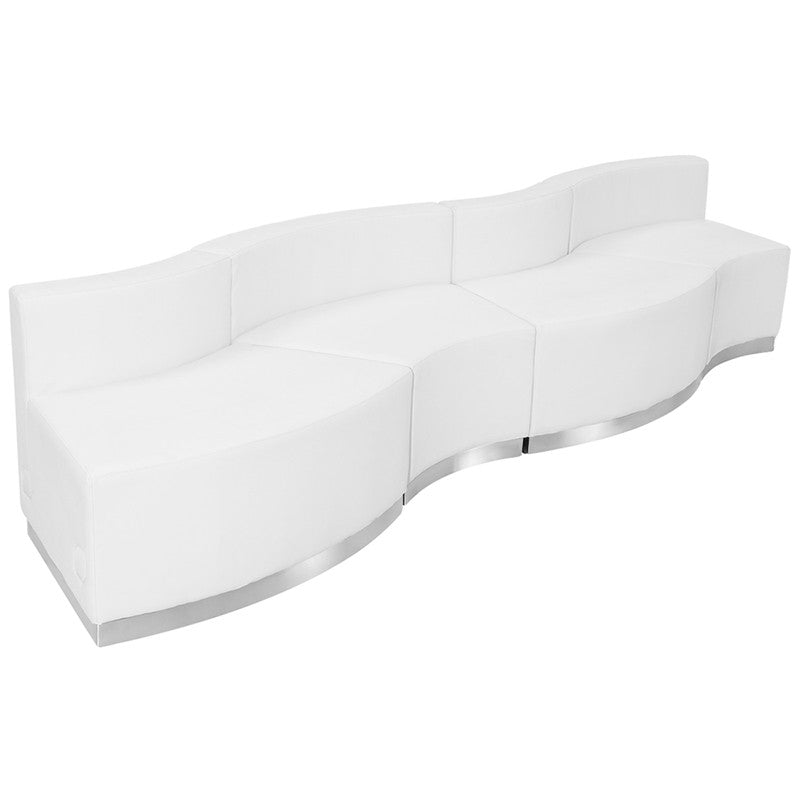 Flash Furniture Zb-803-730-set-wh-gg Hercules Alon Series White Leather Reception Configuration, 4 Pieces