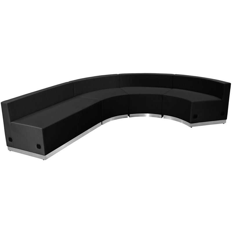Flash Furniture Zb-803-760-set-bk-gg Hercules Alon Series Black Leather Reception Configuration, 4 Pieces