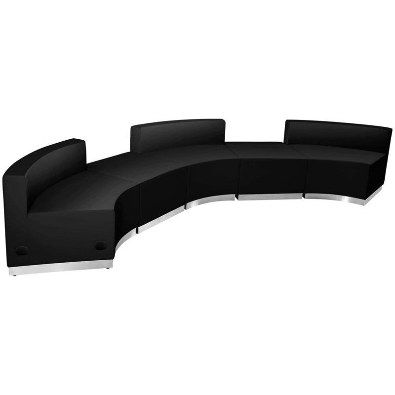 Flash Furniture Zb-803-810-set-bk-gg Hercules Alon Series Black Leather Reception Configuration, 5 Pieces