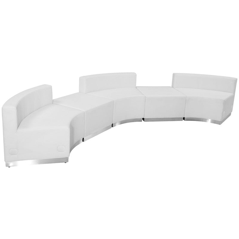 Flash Furniture Zb-803-810-set-wh-gg Hercules Alon Series White Leather Reception Configuration, 5 Pieces