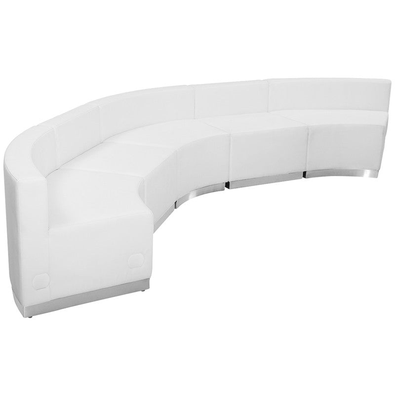 Flash Furniture Zb-803-820-set-wh-gg Hercules Alon Series White Leather Reception Configuration, 5 Pieces