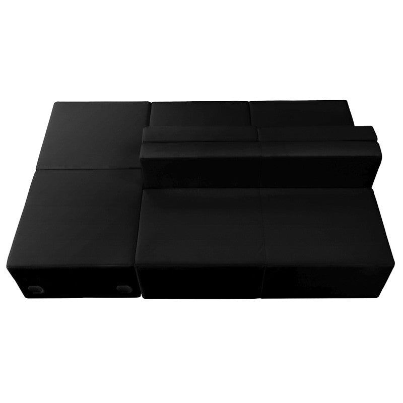 Flash Furniture Zb-803-880-set-bk-gg Hercules Alon Series Black Leather Reception Configuration, 4 Pieces