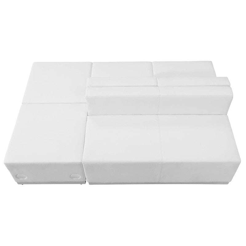 Flash Furniture Zb-803-880-set-wh-gg Hercules Alon Series White Leather Reception Configuration, 4 Pieces