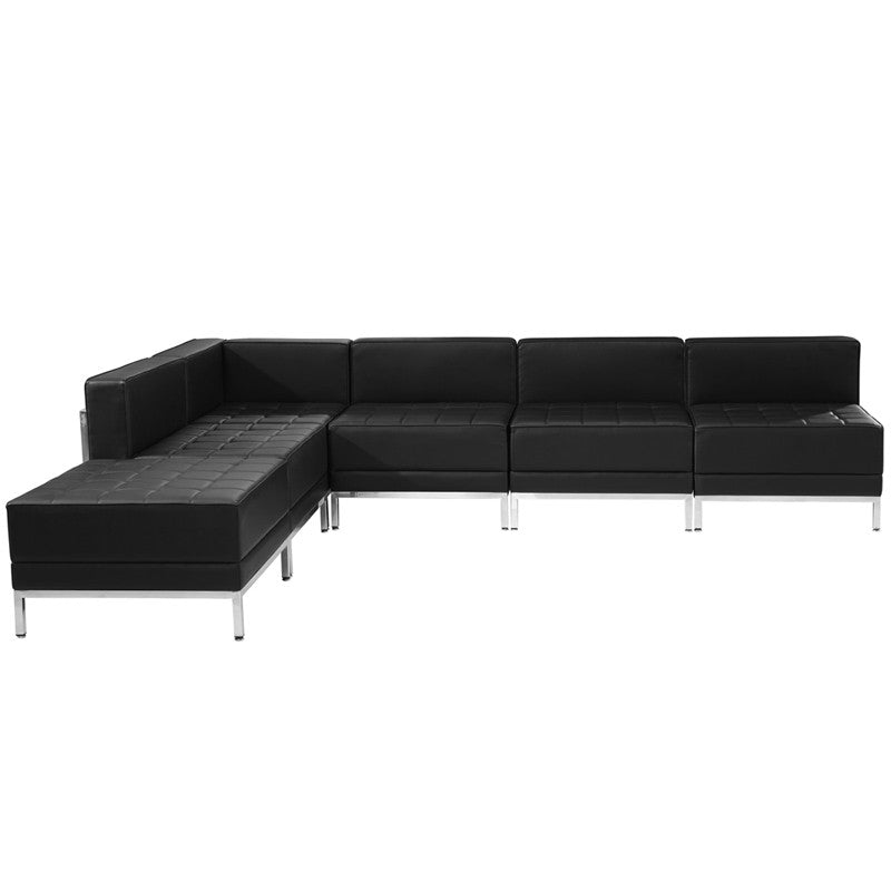 Flash Furniture Zb-imag-sect-set10-gg Hercules Imagination Series Black Leather Sectional Configuration, 6 Pieces