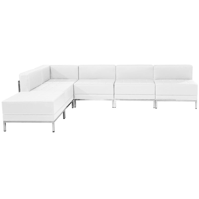 Flash Furniture Zb-imag-sect-set10-wh-gg Hercules Imagination Series White Leather Sectional Configuration, 6 Pieces