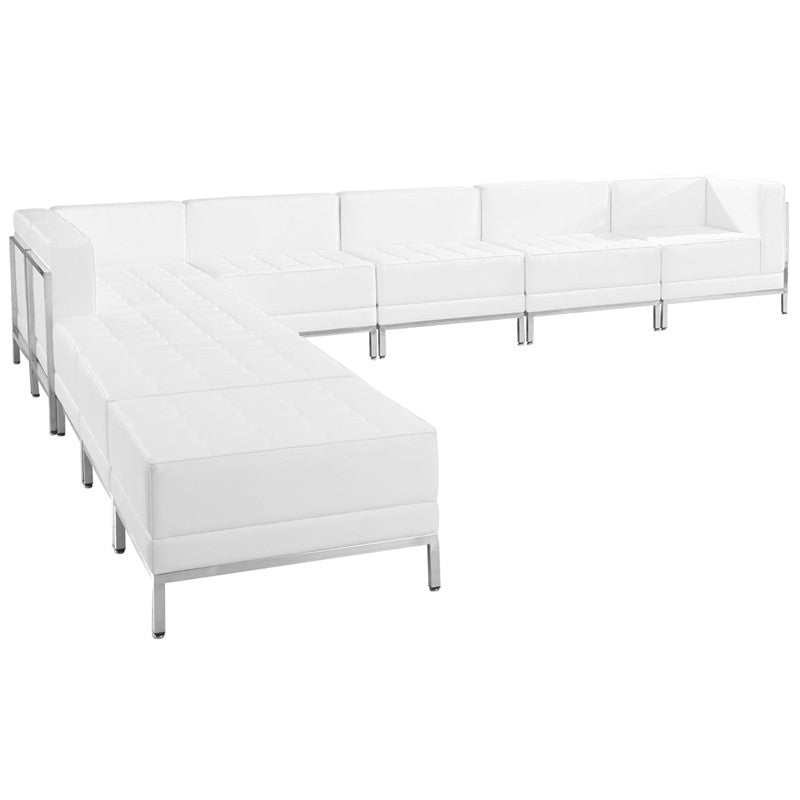 Flash Furniture Zb-imag-sect-set11-wh-gg Hercules Imagination Series White Leather Sectional Configuration, 9 Pieces