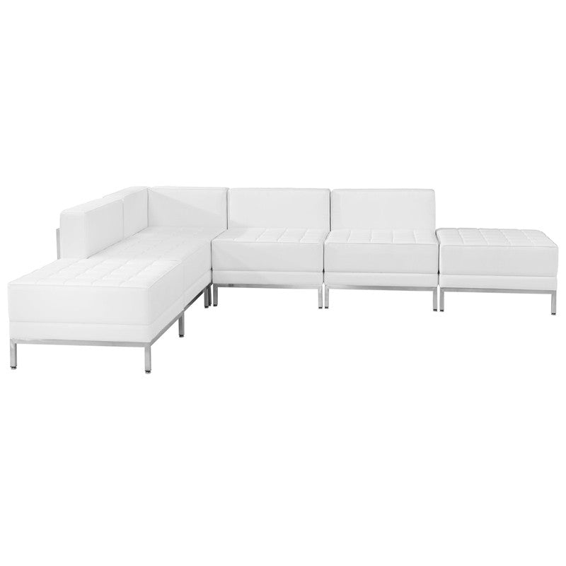 Flash Furniture Zb-imag-sect-set8-wh-gg Hercules Imagination Series White Leather Sectional Configuration, 6 Pieces