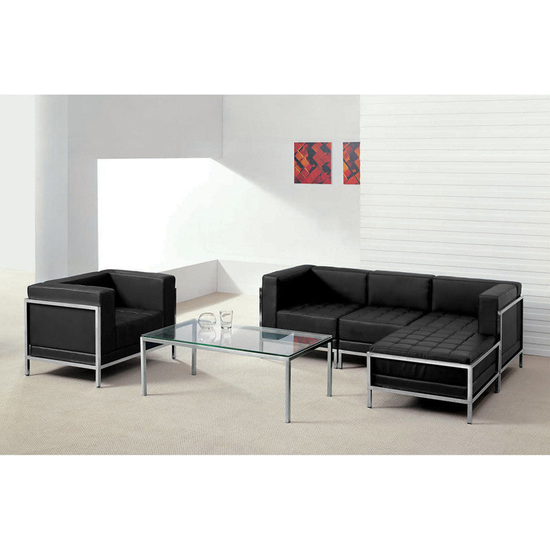Flash Furniture Zb-imag-set12-gg Hercules Imagination Series Black Leather Sectional & Chair, 5 Pieces
