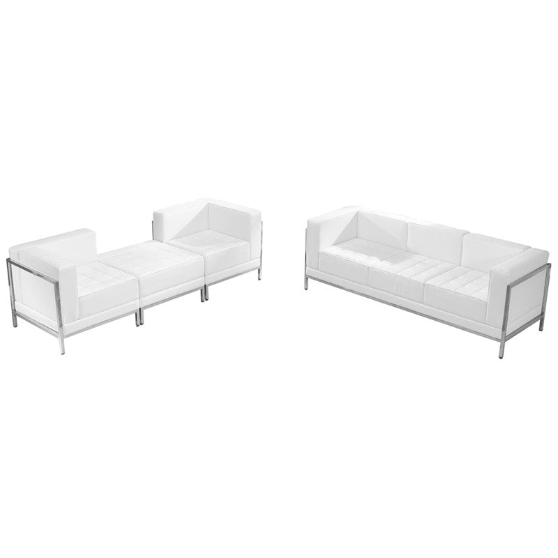 Flash Furniture Zb-imag-set15-wh-gg Hercules Imagination Series White Leather Sofa & Lounge Chair Set, 4 Pieces