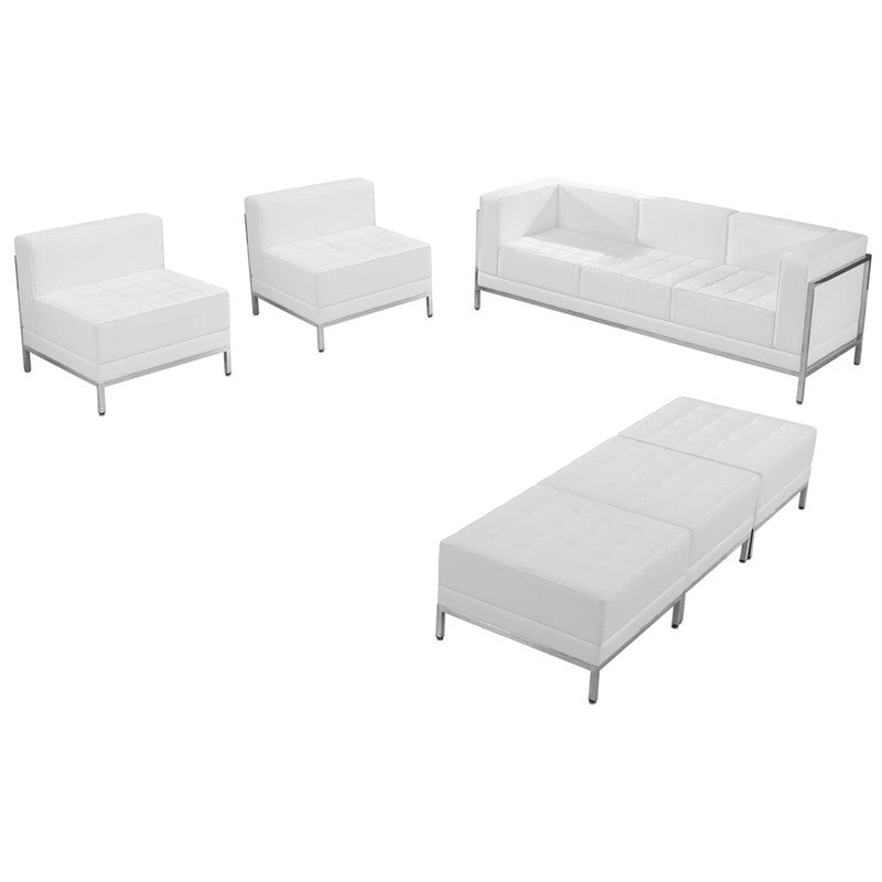 Flash Furniture Zb-imag-set20-wh-gg Hercules Imagination Series White Leather Sofa, Chair & Ottoman Set