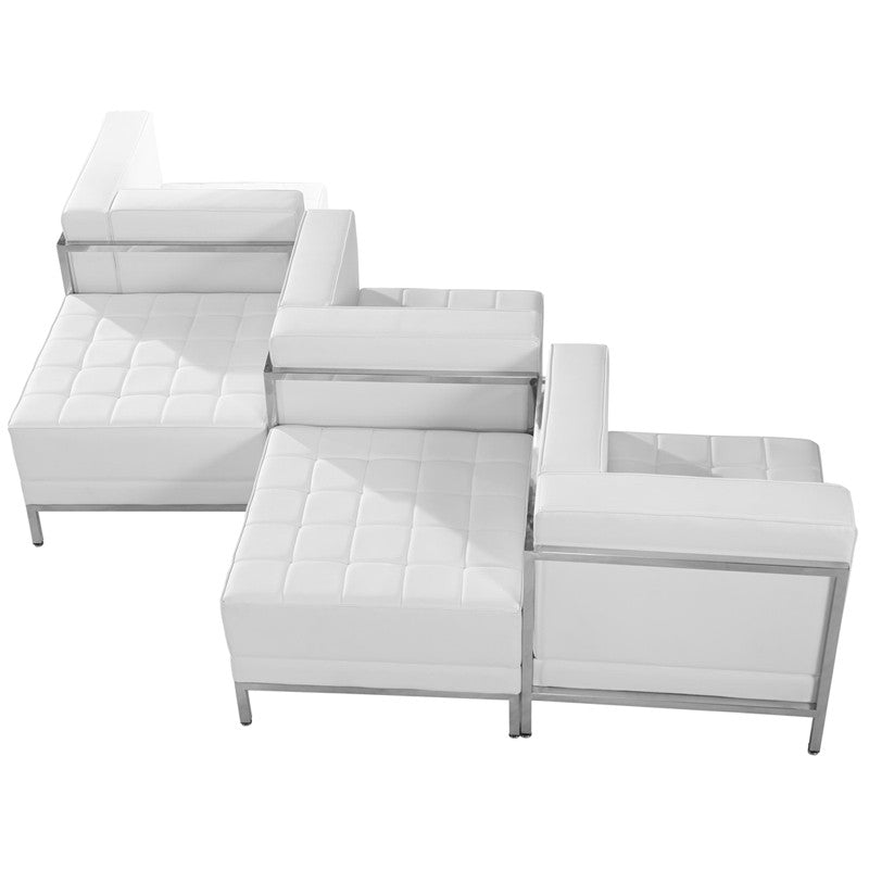 Flash Furniture Zb-imag-set5-wh-gg Hercules Imagination Series White Leather 5 Piece Chair & Ottoman Set