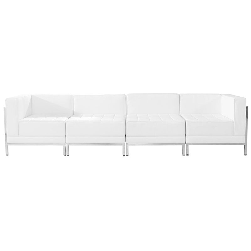 Flash Furniture Zb-imag-set8-wh-gg Hercules Imagination Series White Leather 4 Piece Lounge Set
