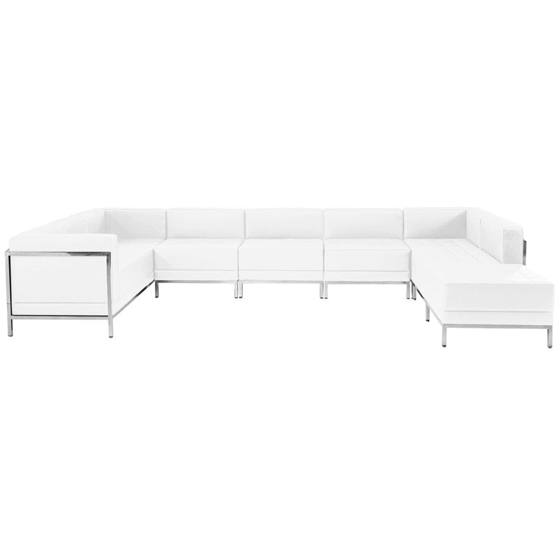 Flash Furniture Zb-imag-u-sect-set4-wh-gg Hercules Imagination Series White Leather U-shape Sectional Configuration, 7 Pieces