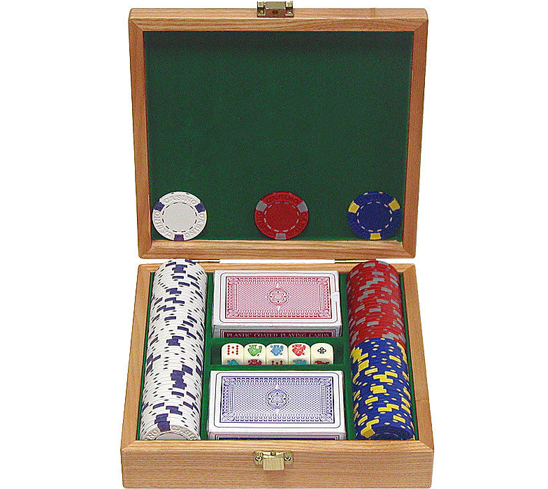 Trademark Commerce 10-1500-100w 100 13 Gm Pro Clay Casino Chips W/beautiful Solid Oak Case