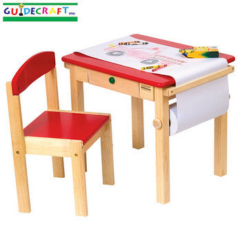 Guidecraft Art Table & Chair Set - Red