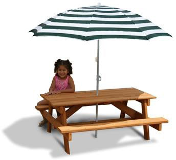 Gorilla Playsets 02-3003 Childrens Picnic Table & Umbrella