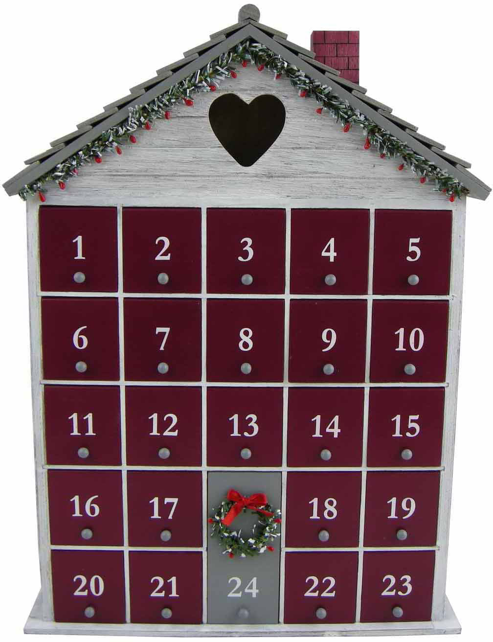 Advent Calendars Holiday Heart Advent - White Wash By Home Bazaar (hb-8012s)