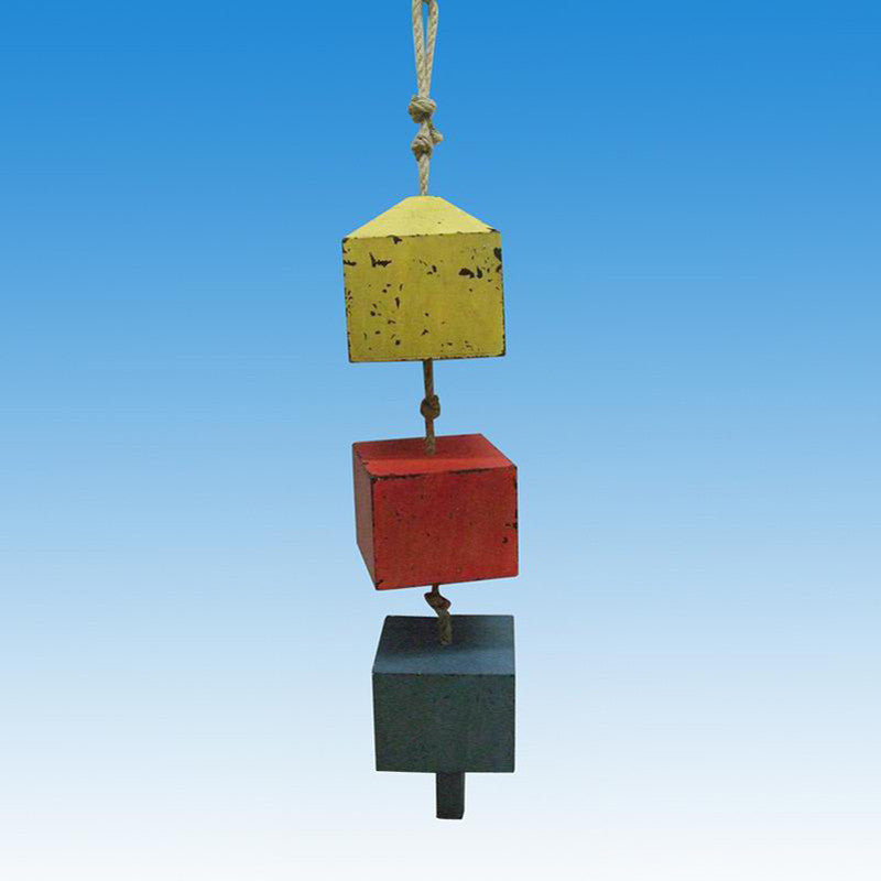 Wooden 3 Square Buoys On A Rope 24"