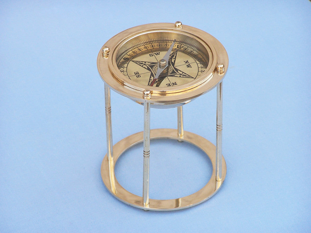 Brass Northstar Compass On Stand 4"