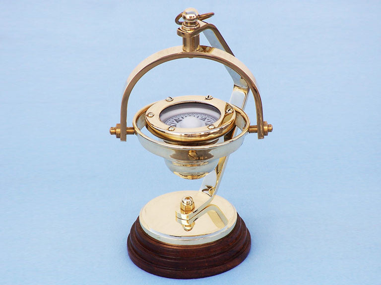 Brass Hanging Compass 8"