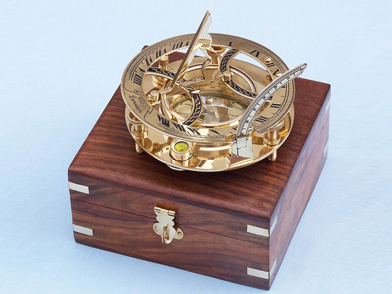 Brass Round Sundial Compass 6"