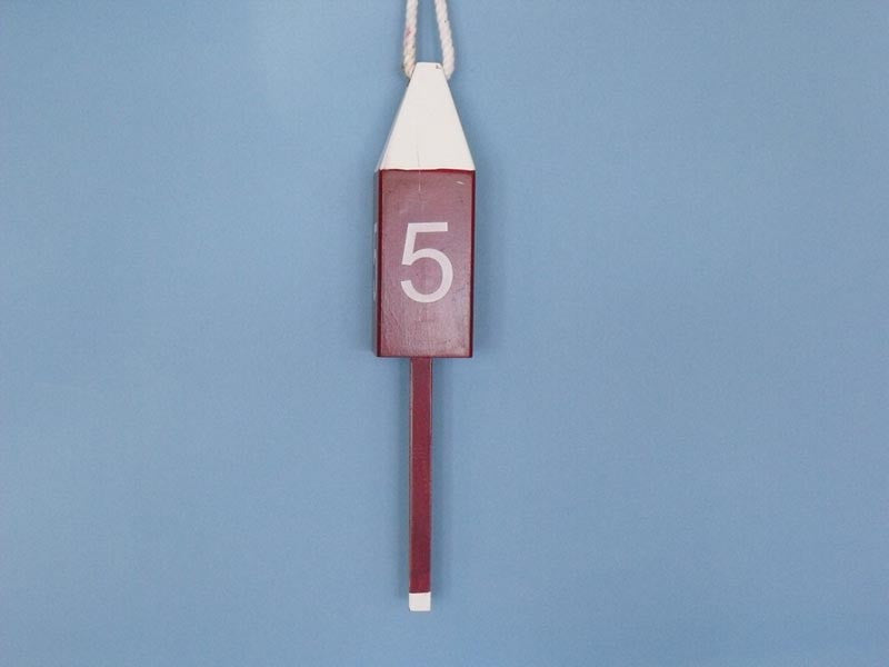 Handcrafted Model Ships Dark-red-squared-15 Wooden Dark Red Number 5 Squared Buoy 15"