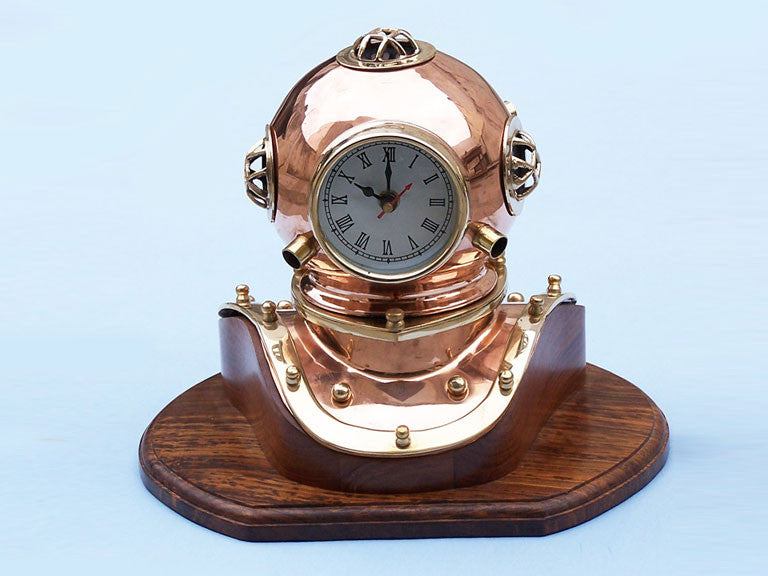 Copper Divers Helmet Clock 12"