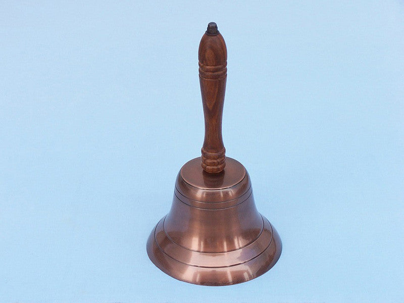 Handcrafted Model Ships Hb-2013-ac Antique Copper Hand Bell With Wood Handle 11"