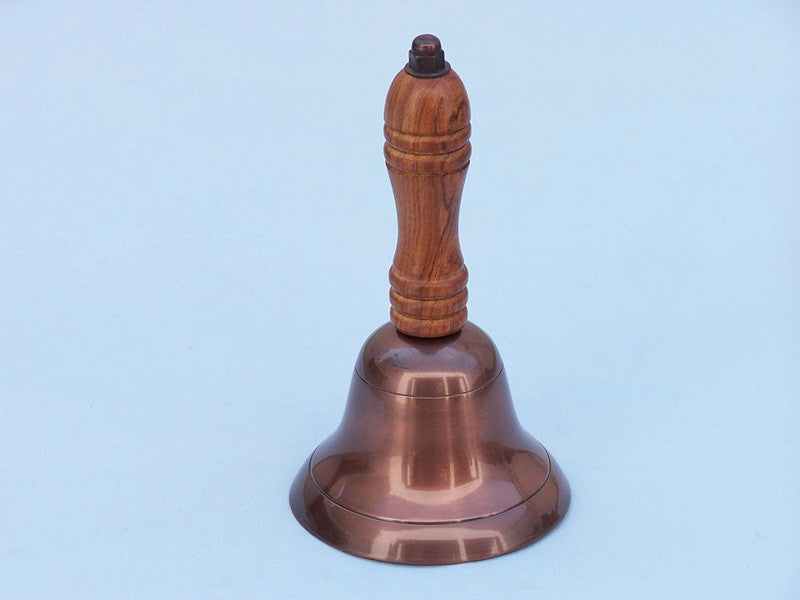 Handcrafted Model Ships Hb-2016-ac Antique Copper Hand Bell With Wood Handle 6"