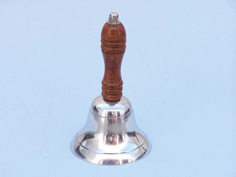 Handcrafted Model Ships Hb-2016-ap Chrome Handbell With Wood Handle 6"