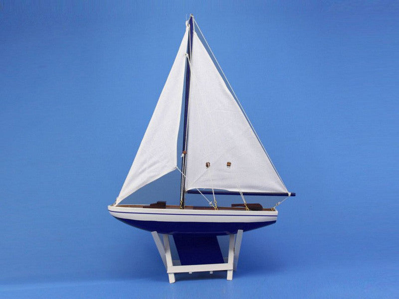 Handcrafted Model Ships It-floats-blue-21 It Floats Blue 21" - White Sails