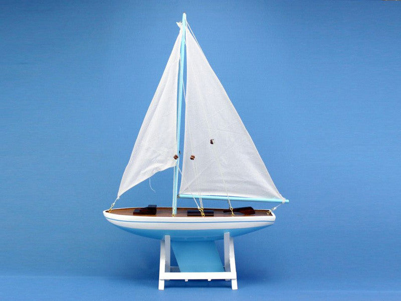 Handcrafted Model Ships It-floats-light-blue-21 It Floats Light Blue 21" - White Sails