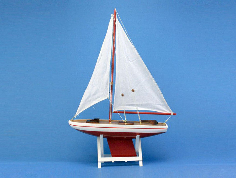 Handcrafted Model Ships It-floats-red-21 It Floats Red 21" - White Sails