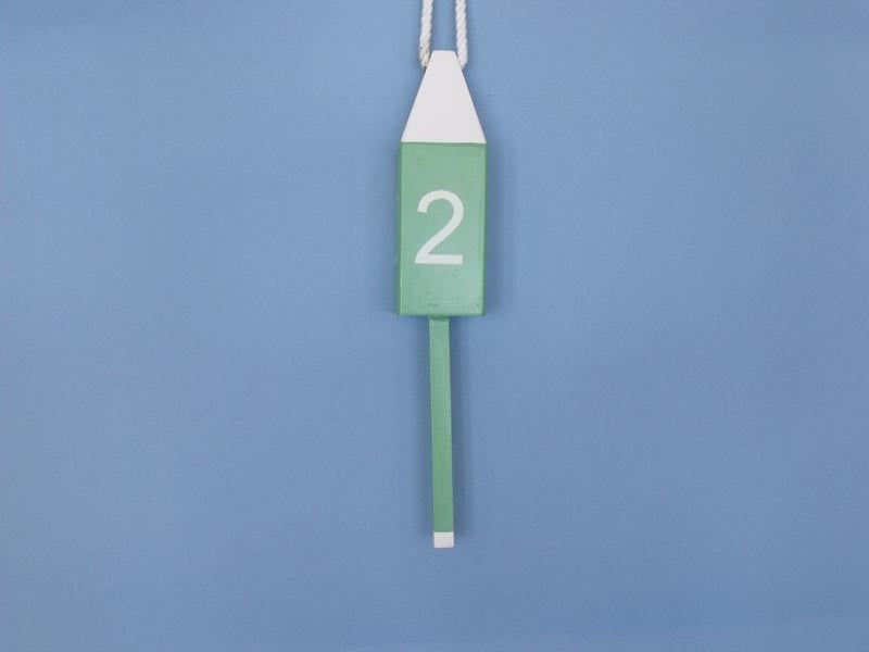 Handcrafted Model Ships Light-green-squared-15 Wooden Light Green Number 2 Squared Buoy 15"