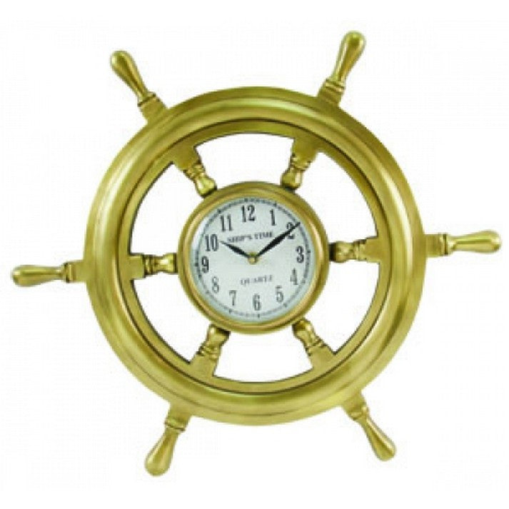 Handcrafted Model Ships Md-139 Antique Solid Brass Ship Wheel Clock 18"