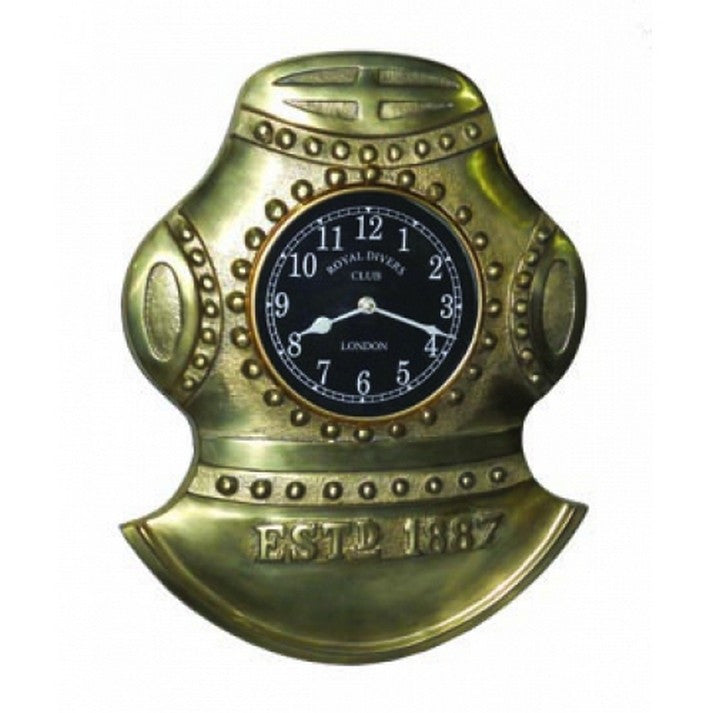 Handcrafted Model Ships Md-140 Antique Solid Brass Divers Helmet Clock 17"