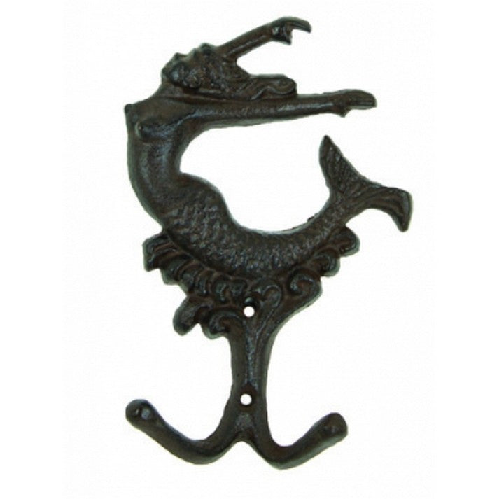 Handcrafted Model Ships Md-149 Rustic Cast Iron Mermaid Key Hook 6"