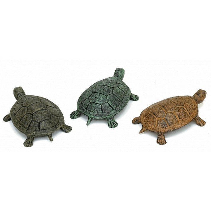 Handcrafted Model Ships Md-286 Rustic Cast Iron Sea Turtles 5" - Set Of 3
